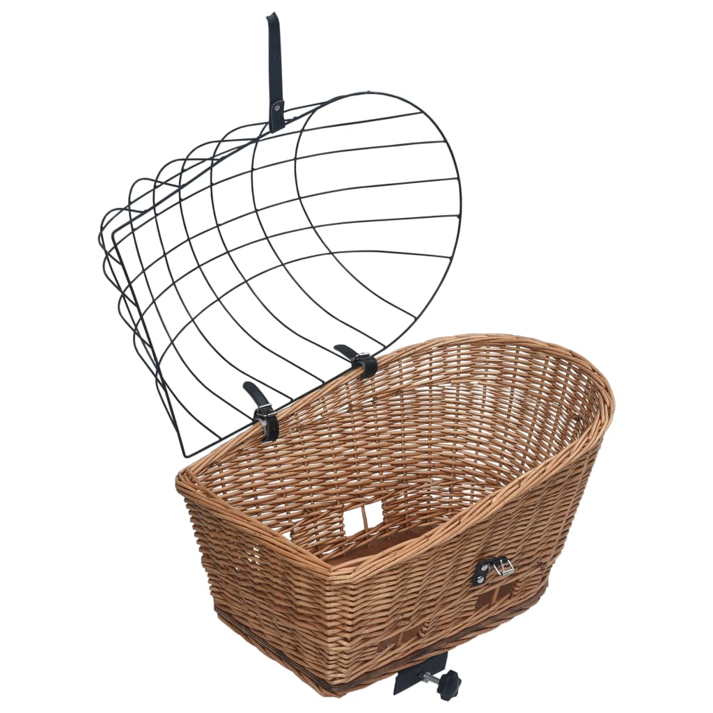 vidaXL Kôš na zadný nosič na bicykel s poťahom 55x31x36 cm prírodná vŕba