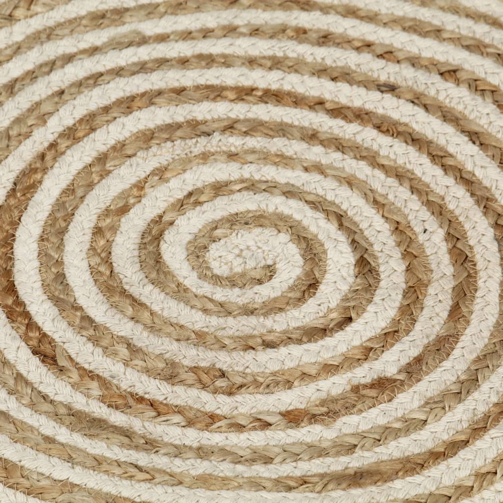 vidaXL Ručne vyrobený jutový koberec, špirálový dizajn, biely 150 cm