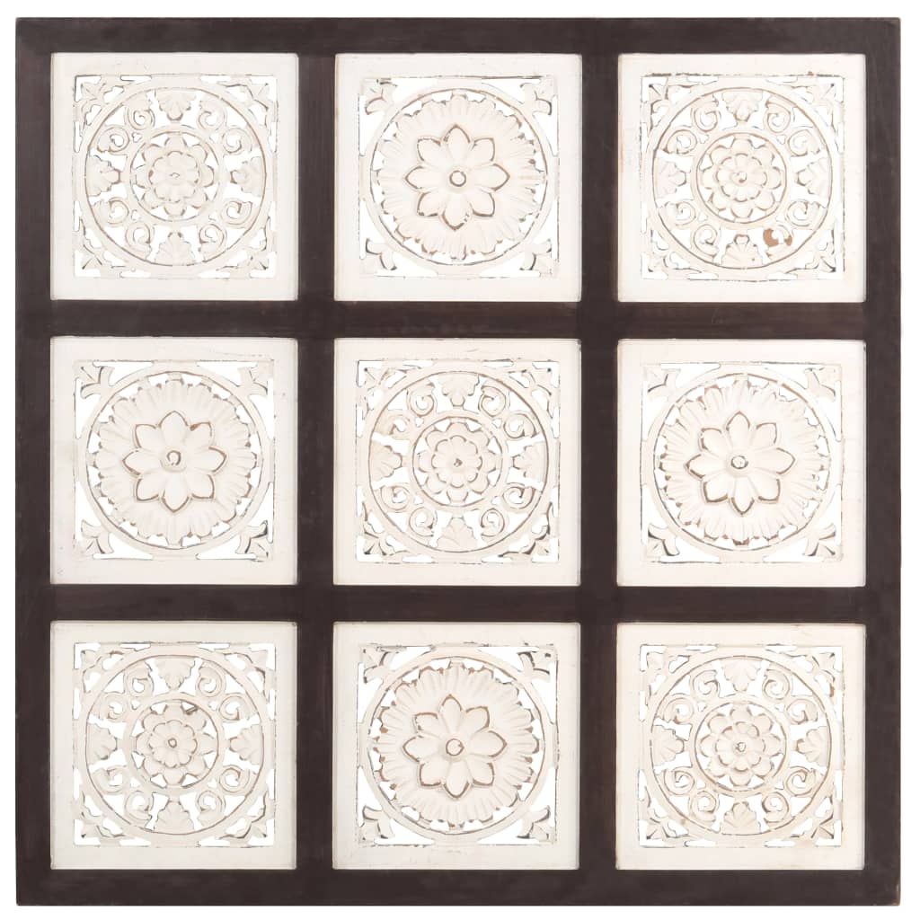 vidaXL Ručne vyrezávaný nástenný panel MDF 60x60x1,5 cm hnedý a biely