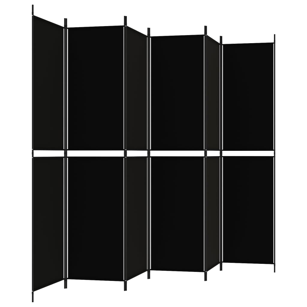 vidaXL 6-panelový paraván čierny 300x220 cm látkový