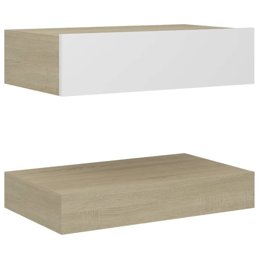 vidaXL Nočné stolíky 2 ks biele a dub sonoma 60x35 cm drevotrieska