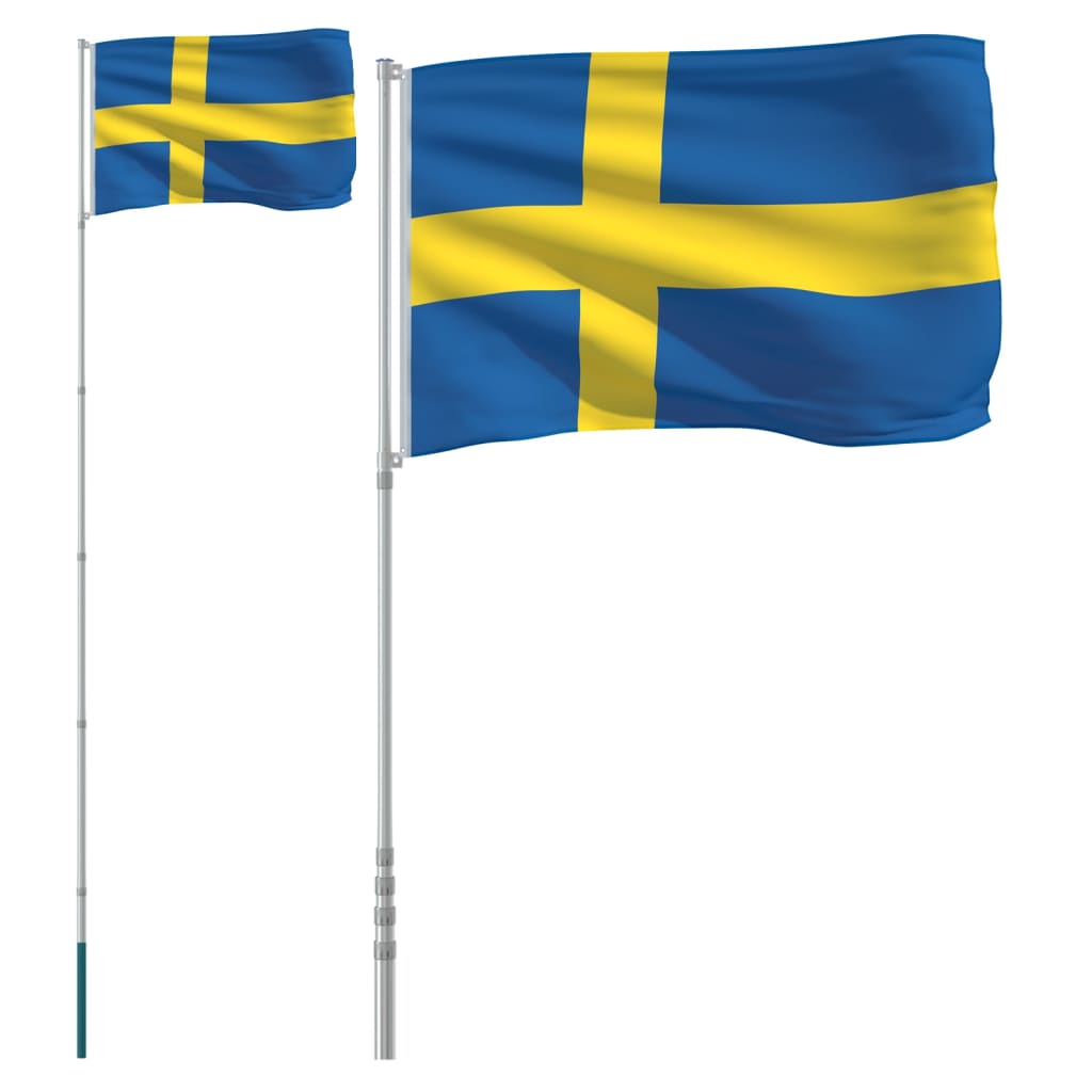 vidaXL Vlajka Švédska a tyč 5,55 m hliník