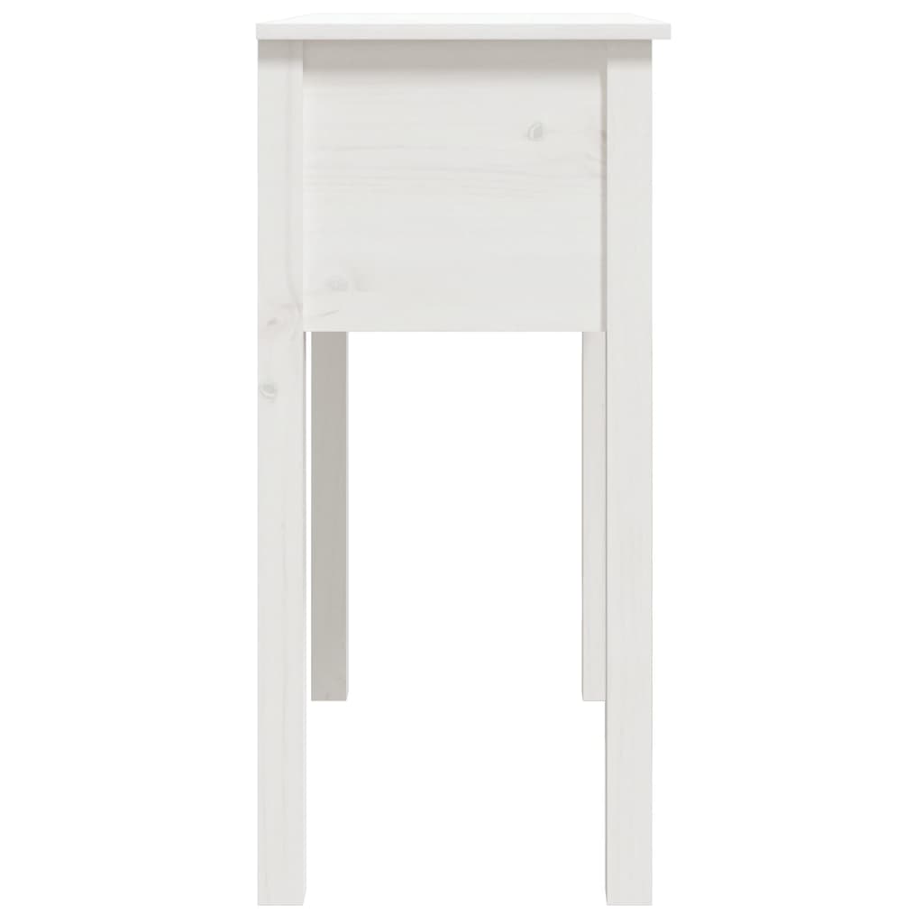 vidaXL Konzolový stolík biely 70x35x75 cm masívne borovicové drevo