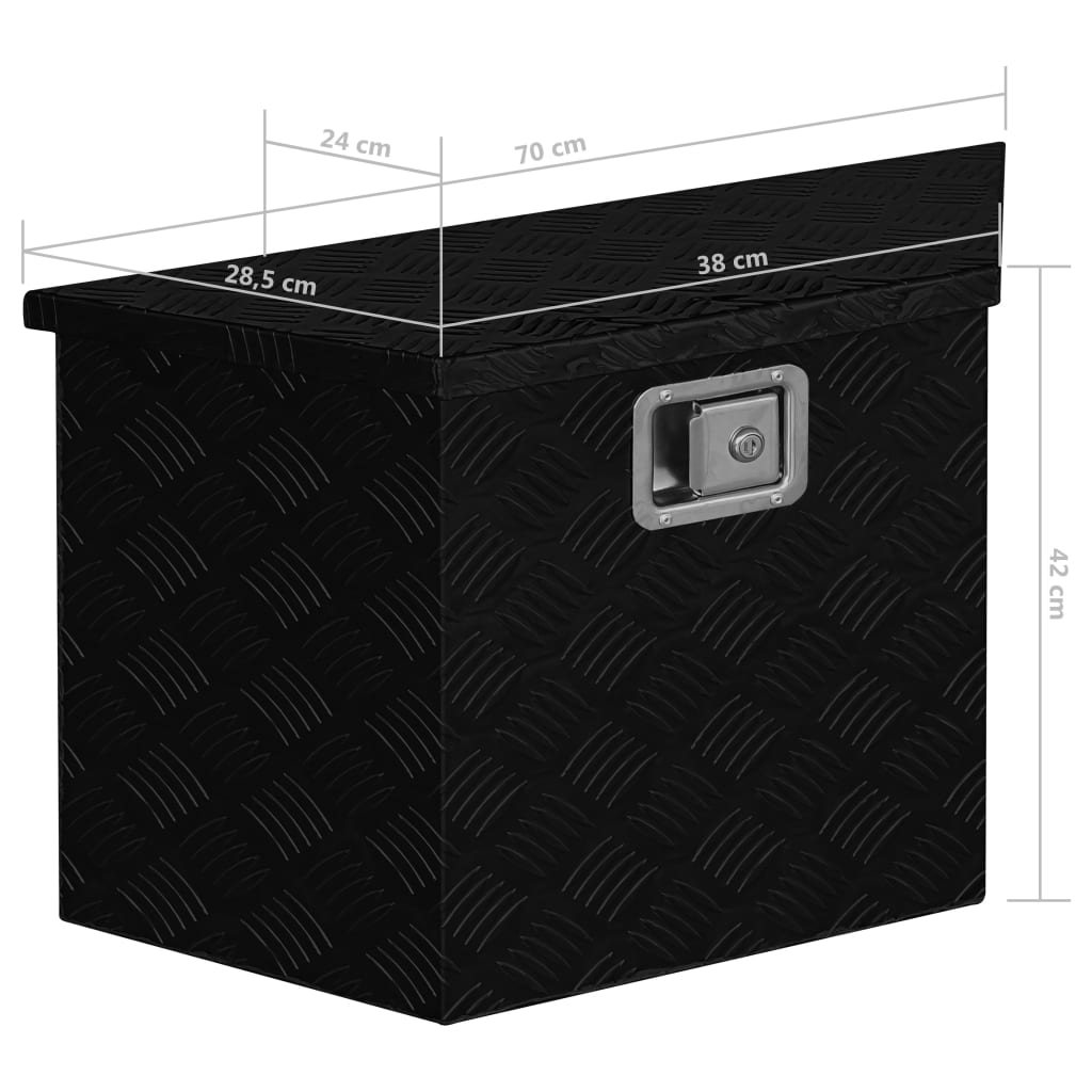 vidaXL Hliníkový box 70x24x42 cm lichobežníkový čierny