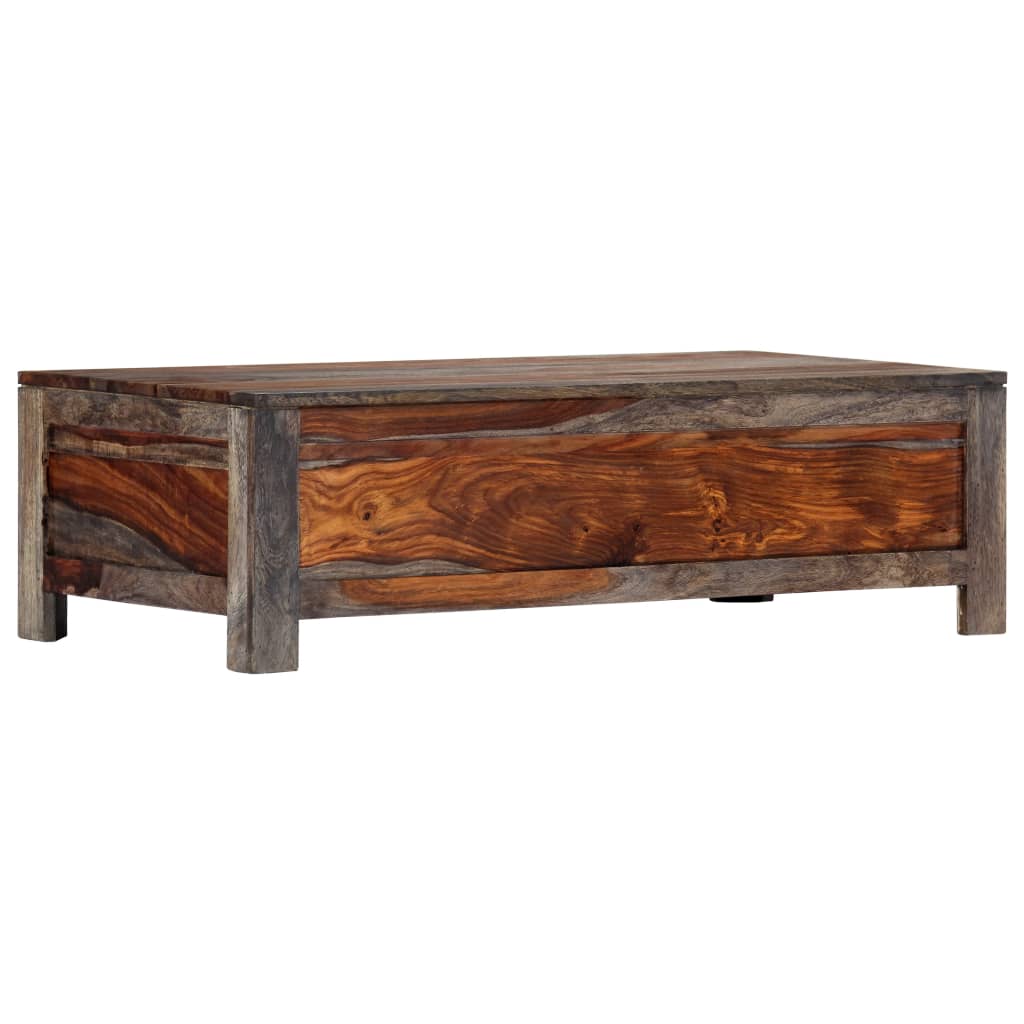 vidaXL Konferenčný stolík sivý 100x50x30 cm masívne sheeshamové drevo