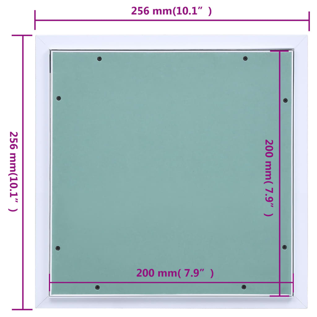 vidaXL Prístupový panel s hliníkovým rámom a sadrokartónom 200x200 mm