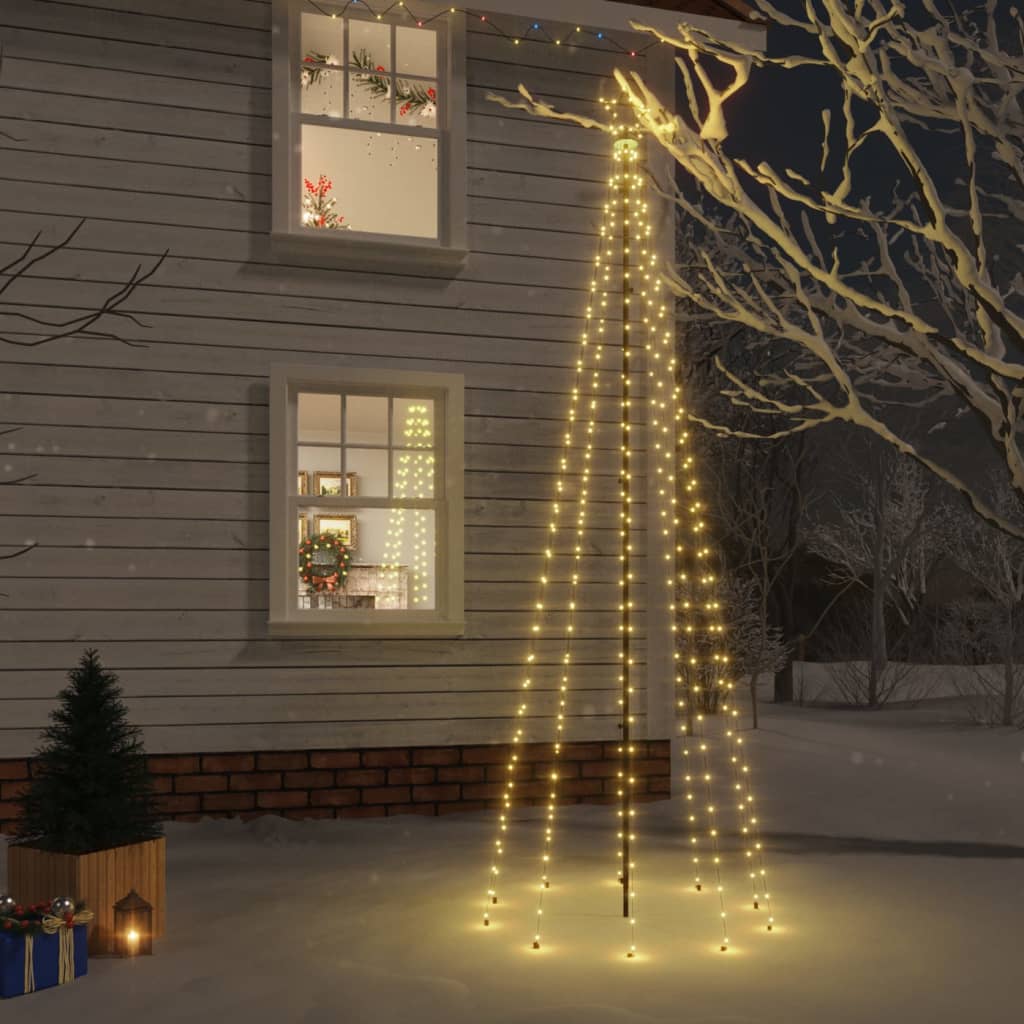 vidaXL Vianočný stromček so špicom 310 teplých a bielych LED 300 cm