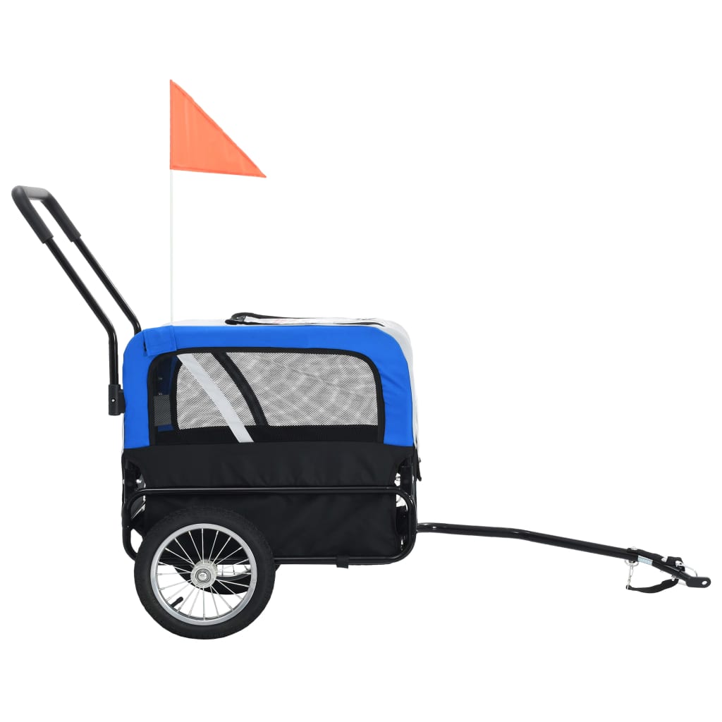 vidaXL Vozík pre domáce zvieratá na bicykel/beh 2-v-1, sivo modrý