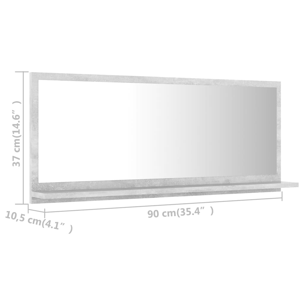 vidaXL Kúpeľňové zrkadlo, betónovo sivé 90x10,5x37cm, kompozitné drevo