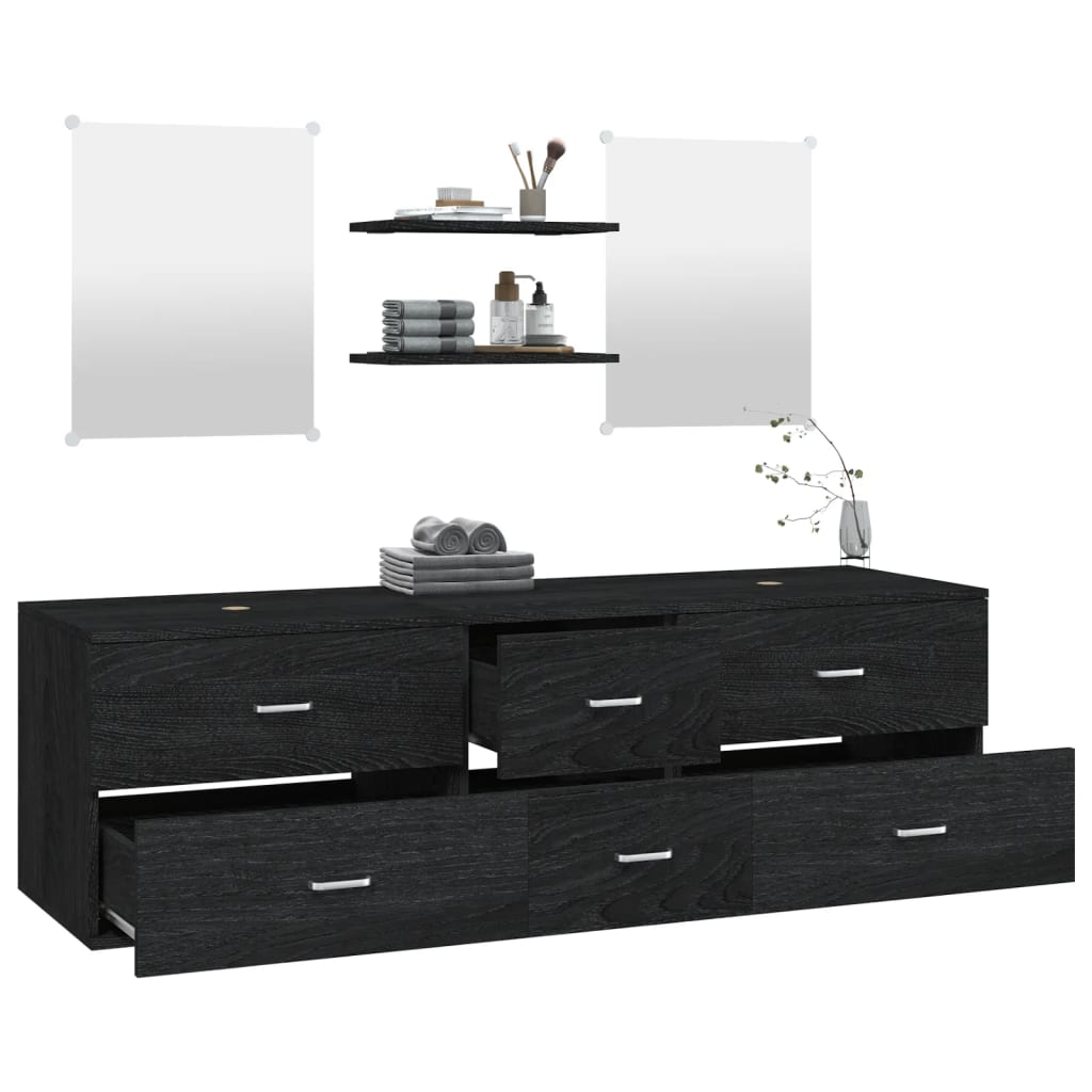 vidaXL 5-dielna sada kúpeľňového nábytku čierna kompozitné drevo