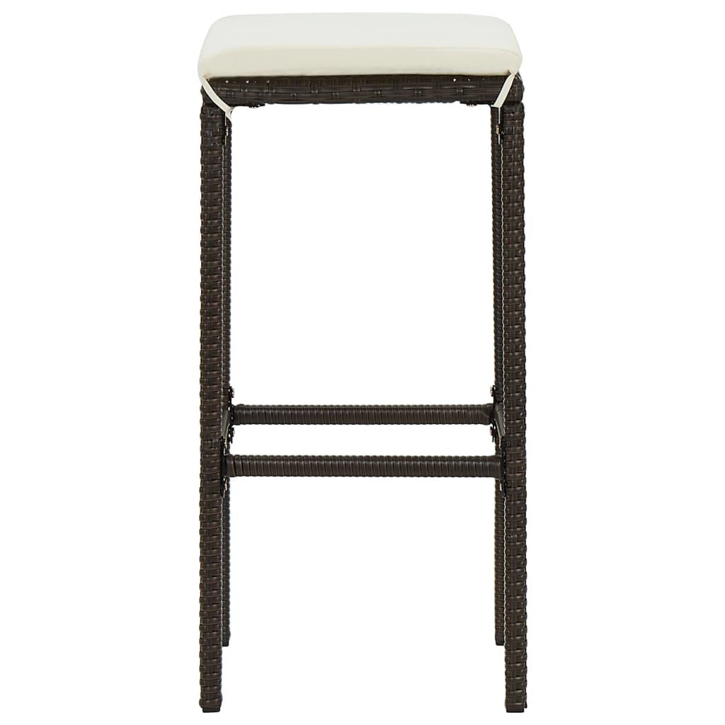 vidaXL Barové stoličky s vankúšmi 2 ks hnedé polyratan