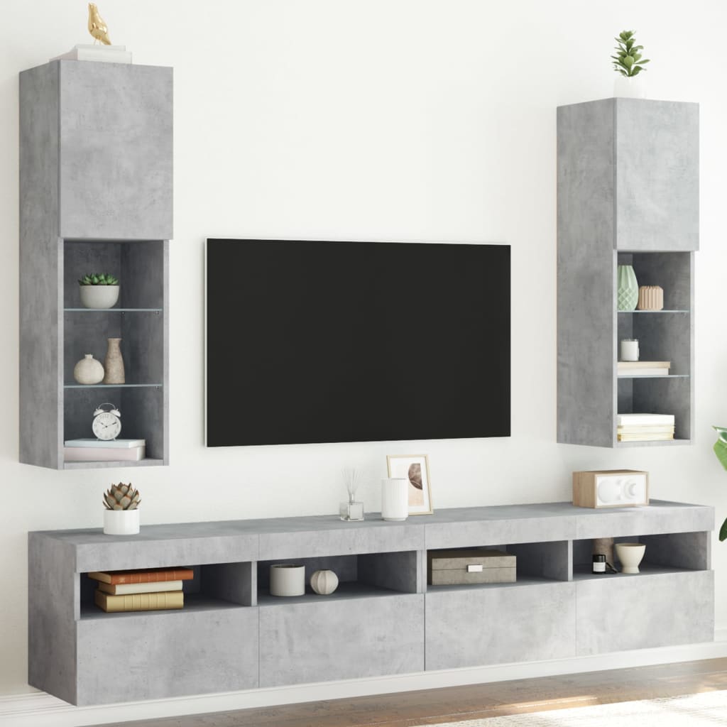 vidaXL TV skrinky s LED svetlami 2 ks betónovo sivé 30,5x30x102 cm