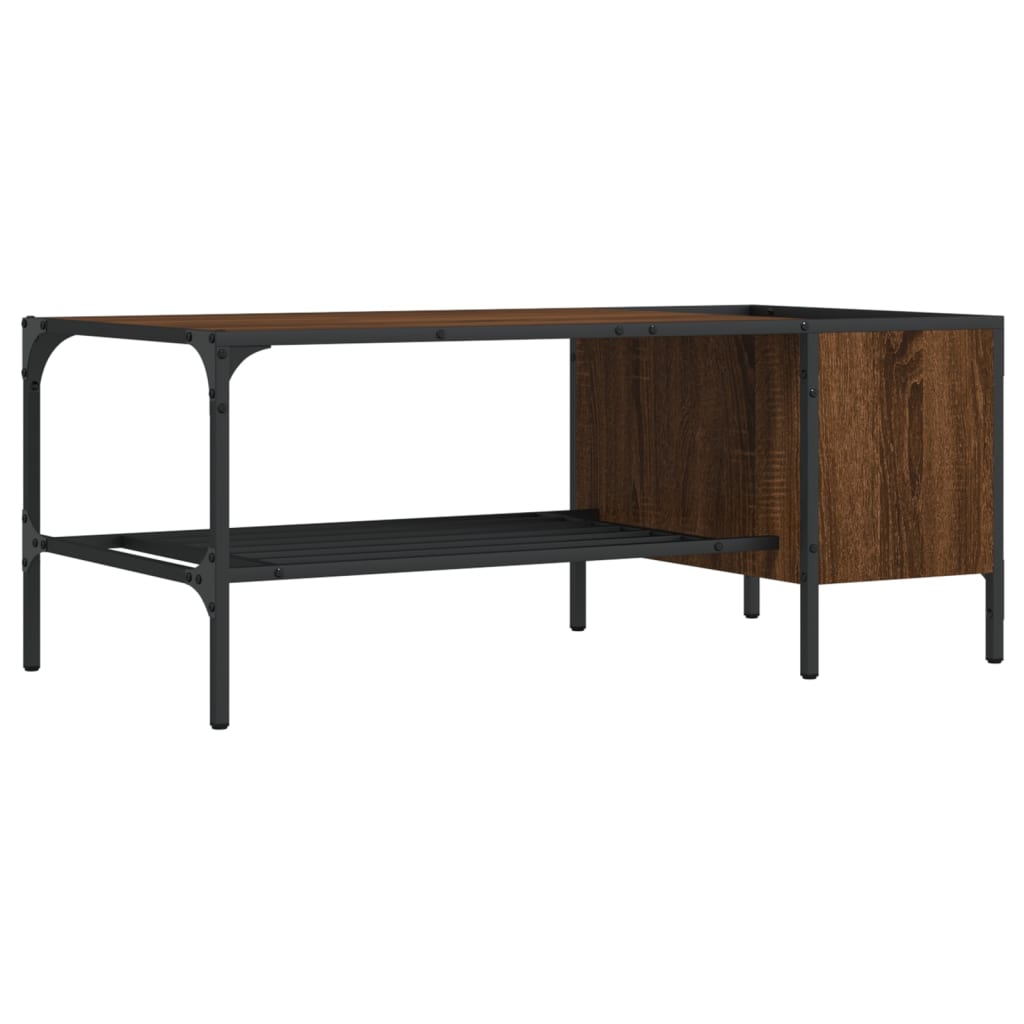 vidaXL Konferenčný stolík s regálom hnedý dub 100x51x40 cm komp. drevo