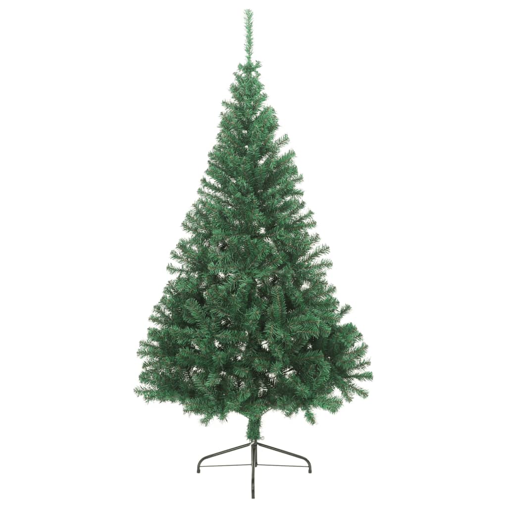 vidaXL Umelý polovičný vianočný stromček+stojan, zelený 210 cm, PVC
