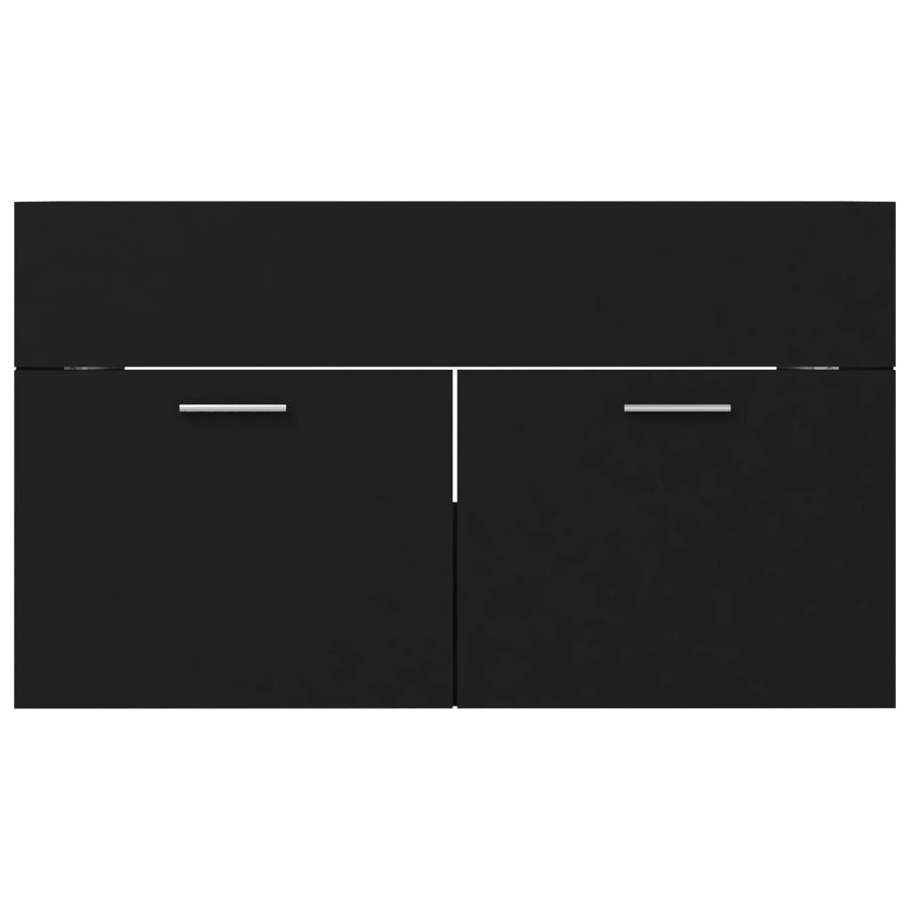 vidaXL Skrinka pod umývadlo, čierna 80x38,5x46 cm, kompozitné drevo