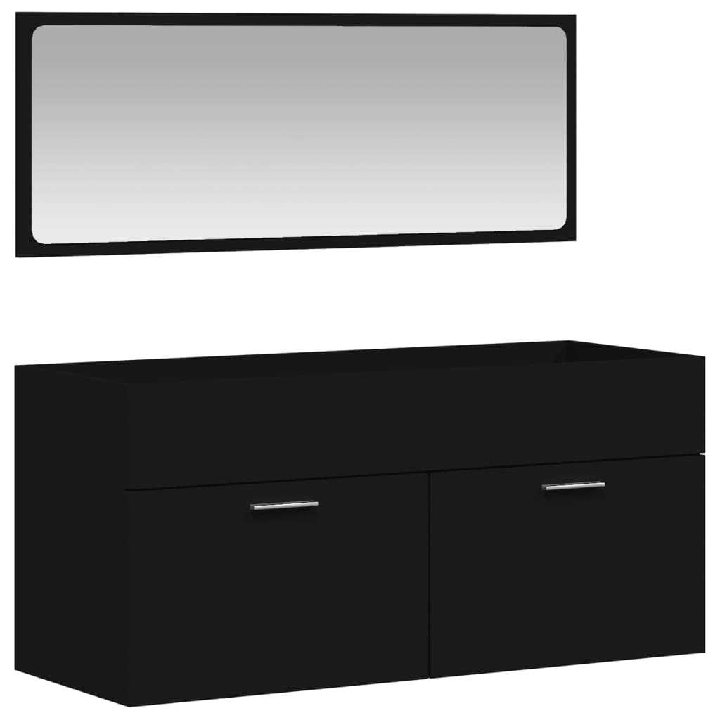 vidXL Kúpeľňová skrinka so zrkadlom čierna kompozitné drevo