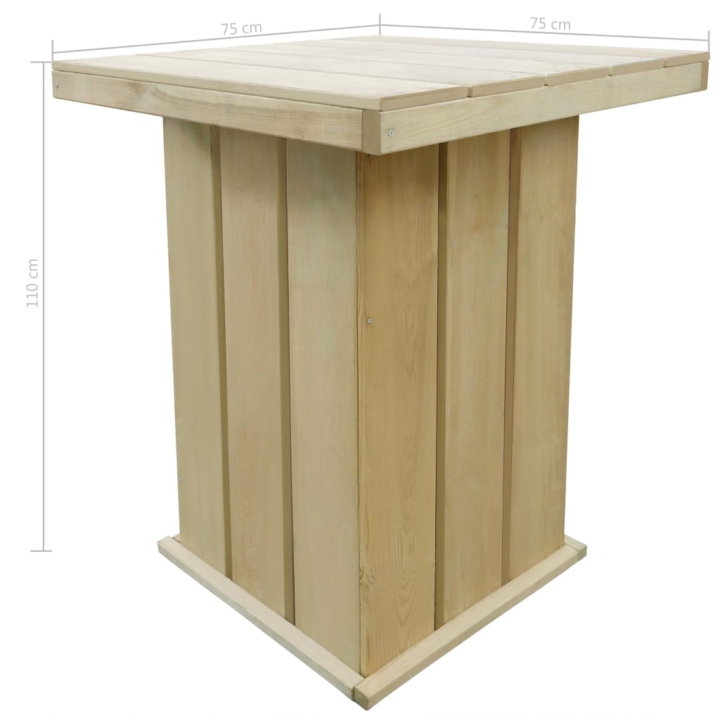 vidaXL Barový stôl 75x75x110 cm, impregnovaná borovica