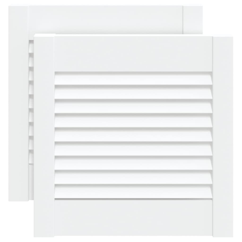 vidaXL Lamelové dvere 2 ks borovicový masív biele 39,5x39,4 cm