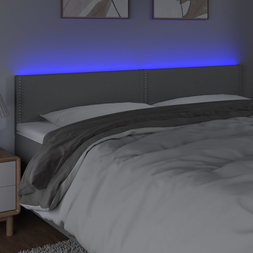 vidaXL Čelo postele s LED bledosivé 180x5x78/88 cm látka