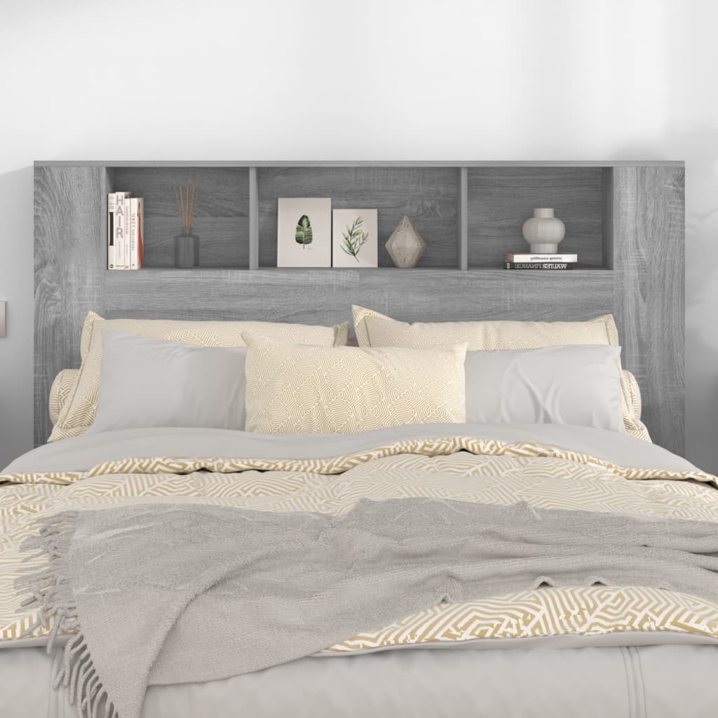 vidaXL Čelo postele so skrinkou sivý dub sonoma 160x18,5x104,5 cm