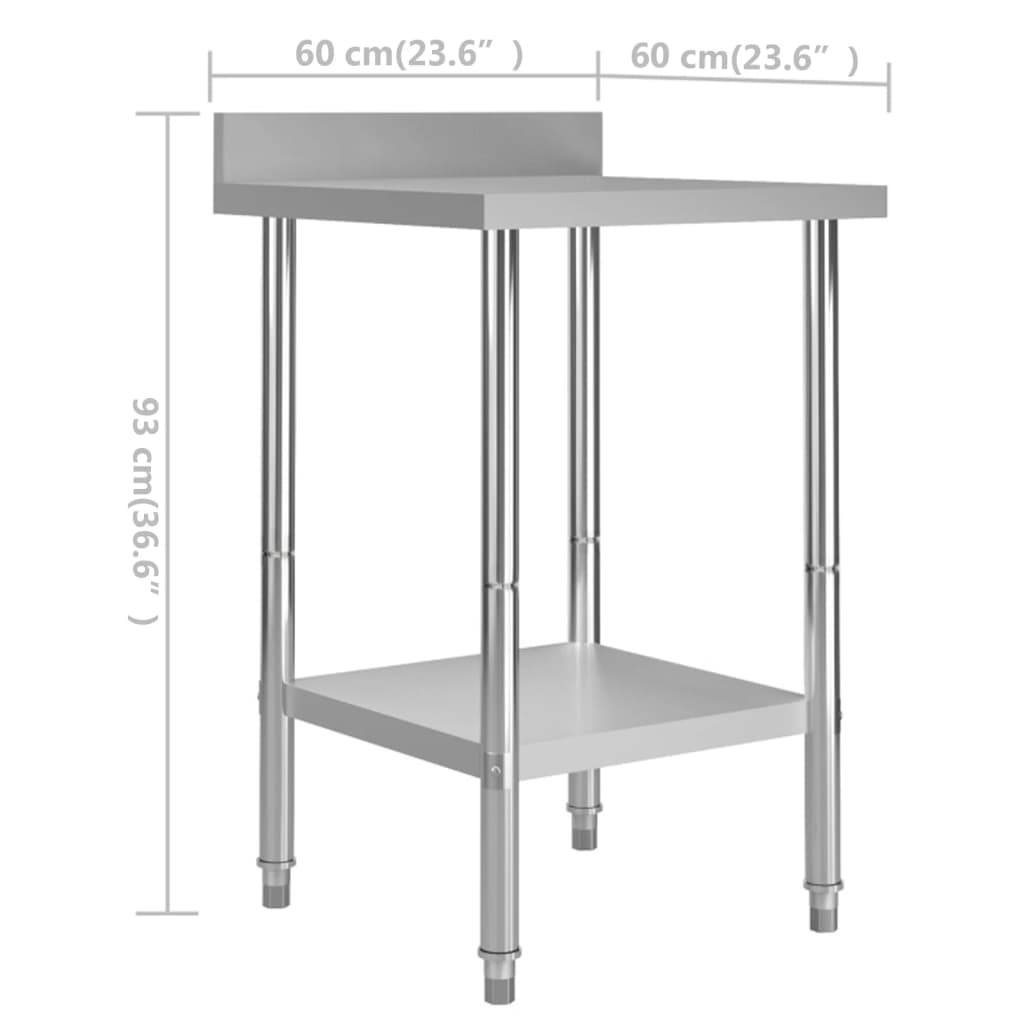 vidaXL Kuchynský pracovný stôl, prístenný 60x60x93 cm, oceľ