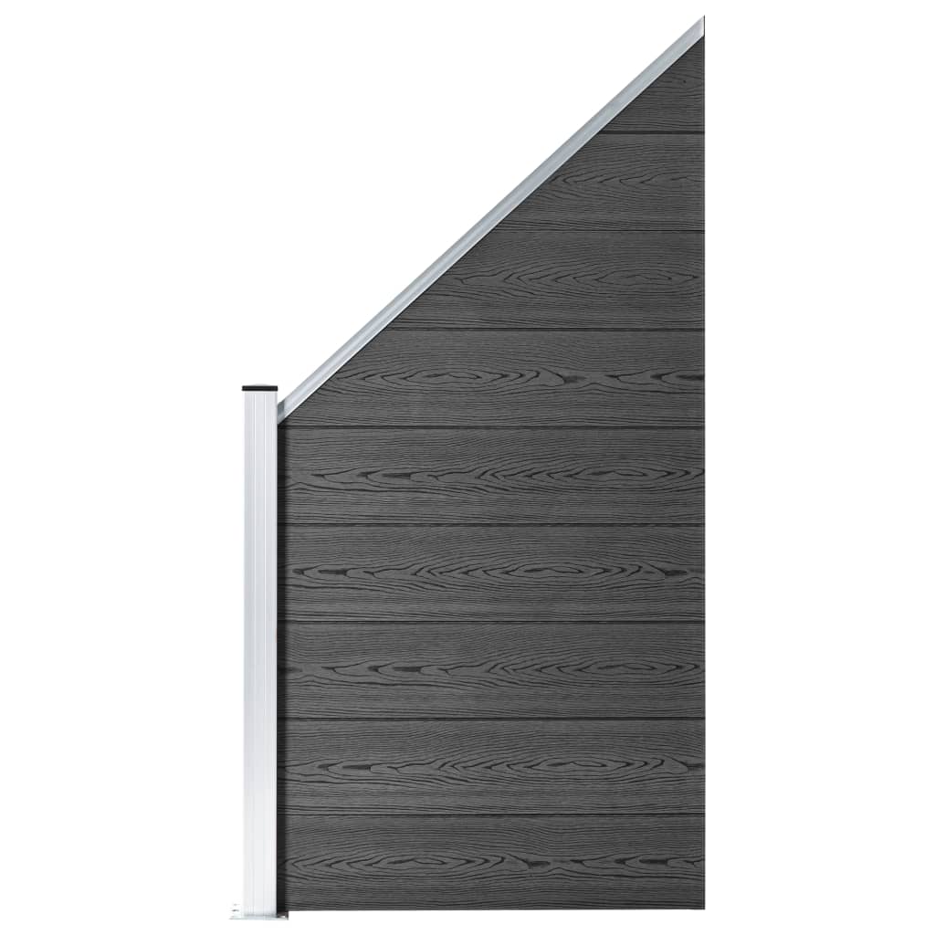 vidaXL Sada plotových panelov WPC 1484x(105-186) cm čierna