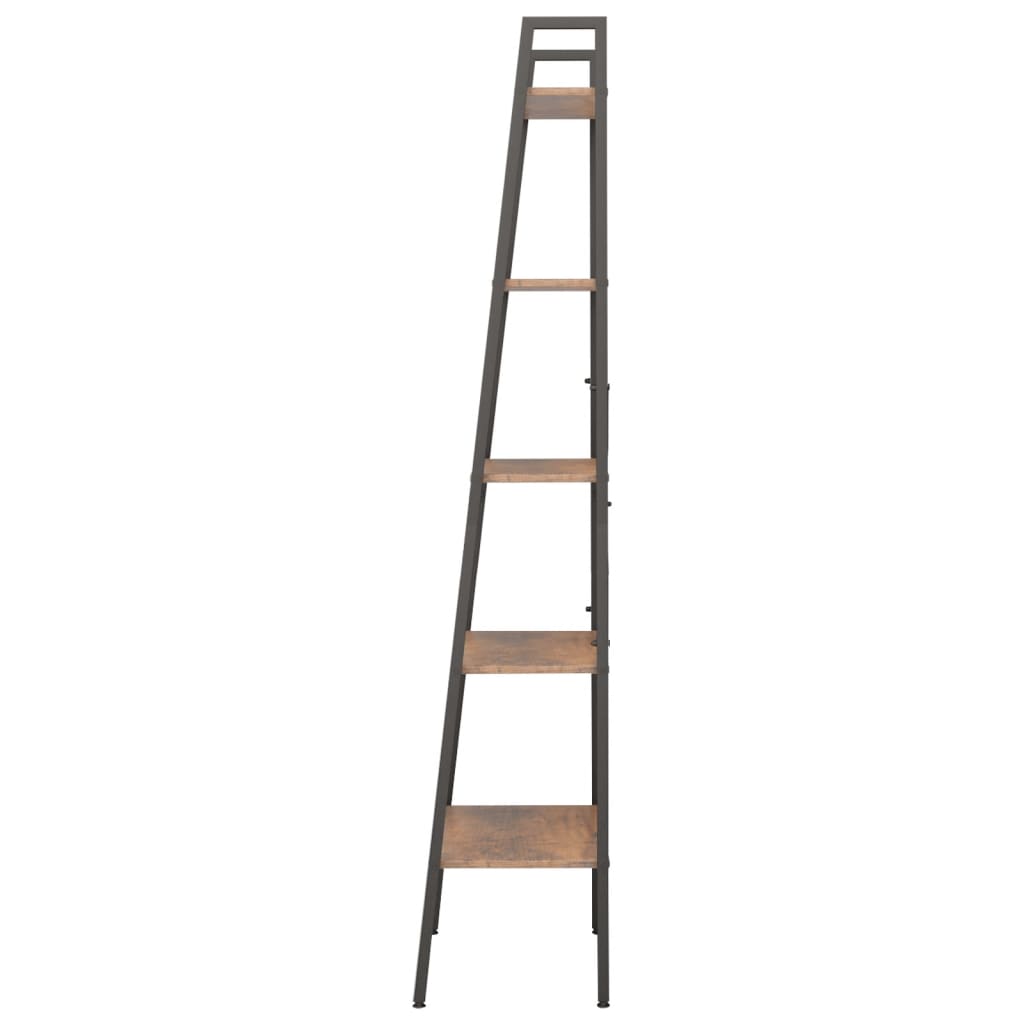 vidaXL 5-poschodová rebríková polica tmavohnedá a čierna 56x35x174 cm