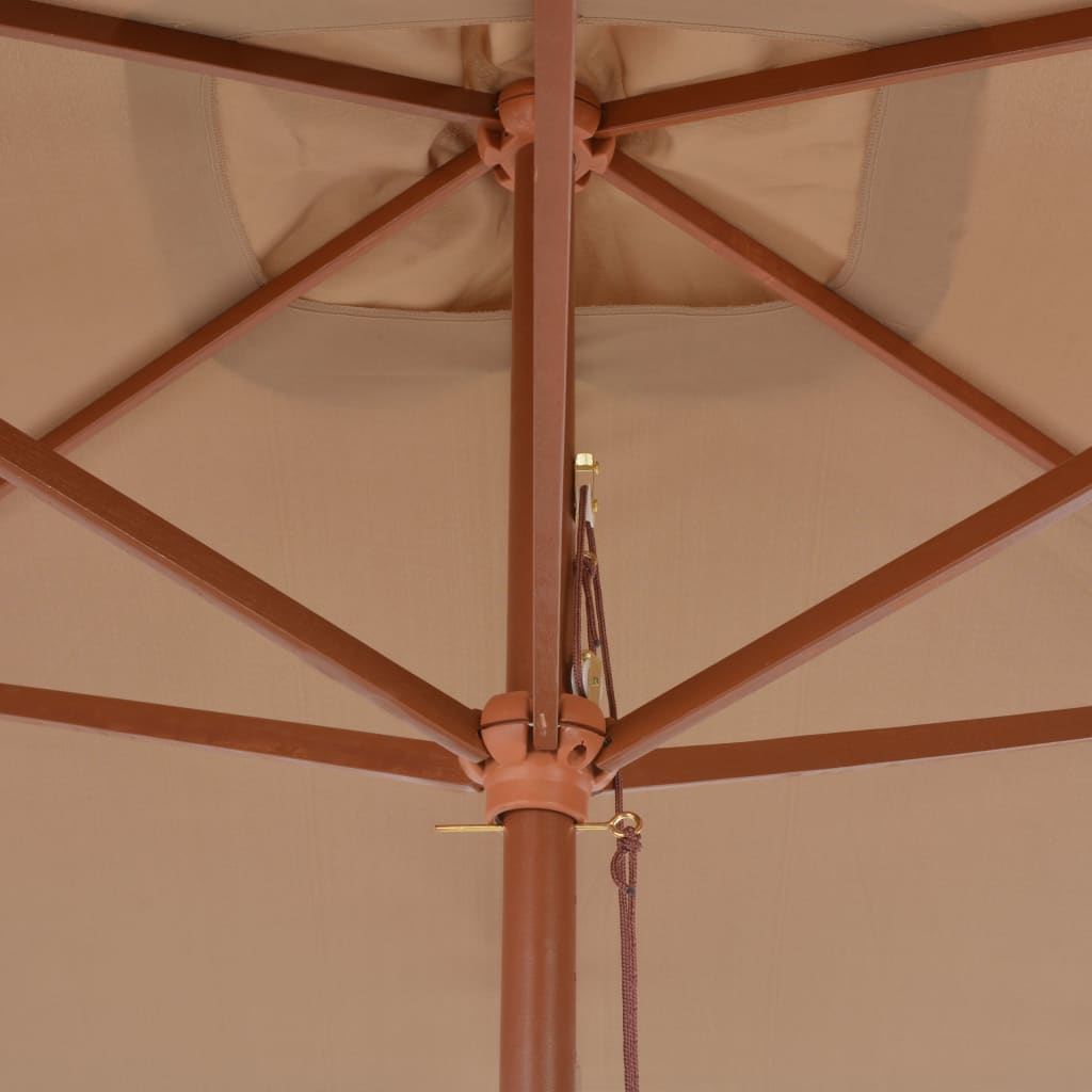 vidaXL Vonkajší slnečník s drevenou tyčou 200x300 cm, sivohnedý