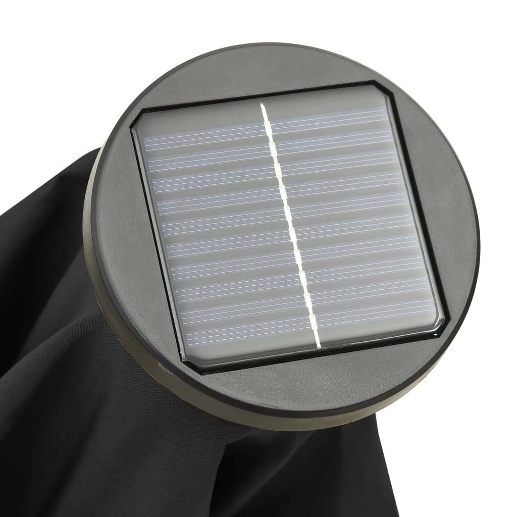 vidaXL Slnečník s LED svetlami čierny 200x211 cm hliníkový