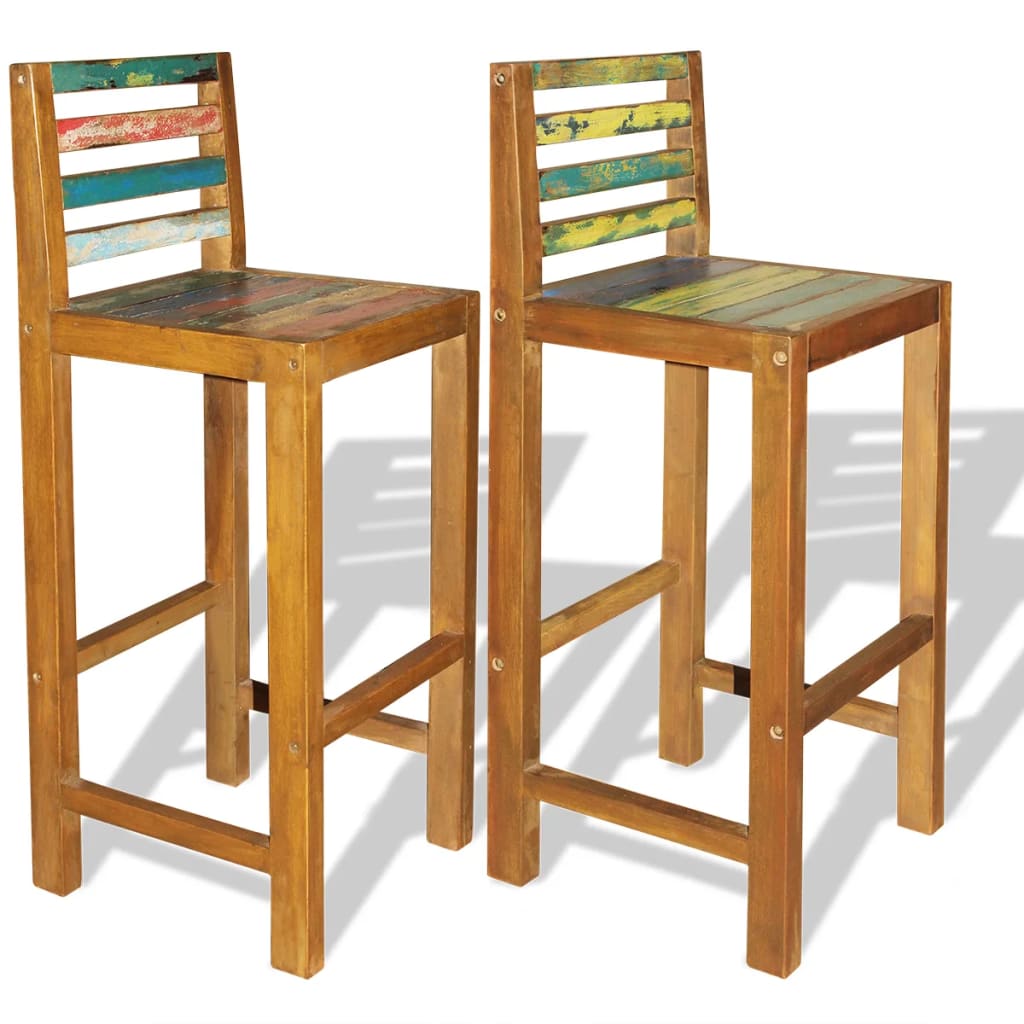 vidaXL Barové stoličky 2 ks, recyklovaný masív