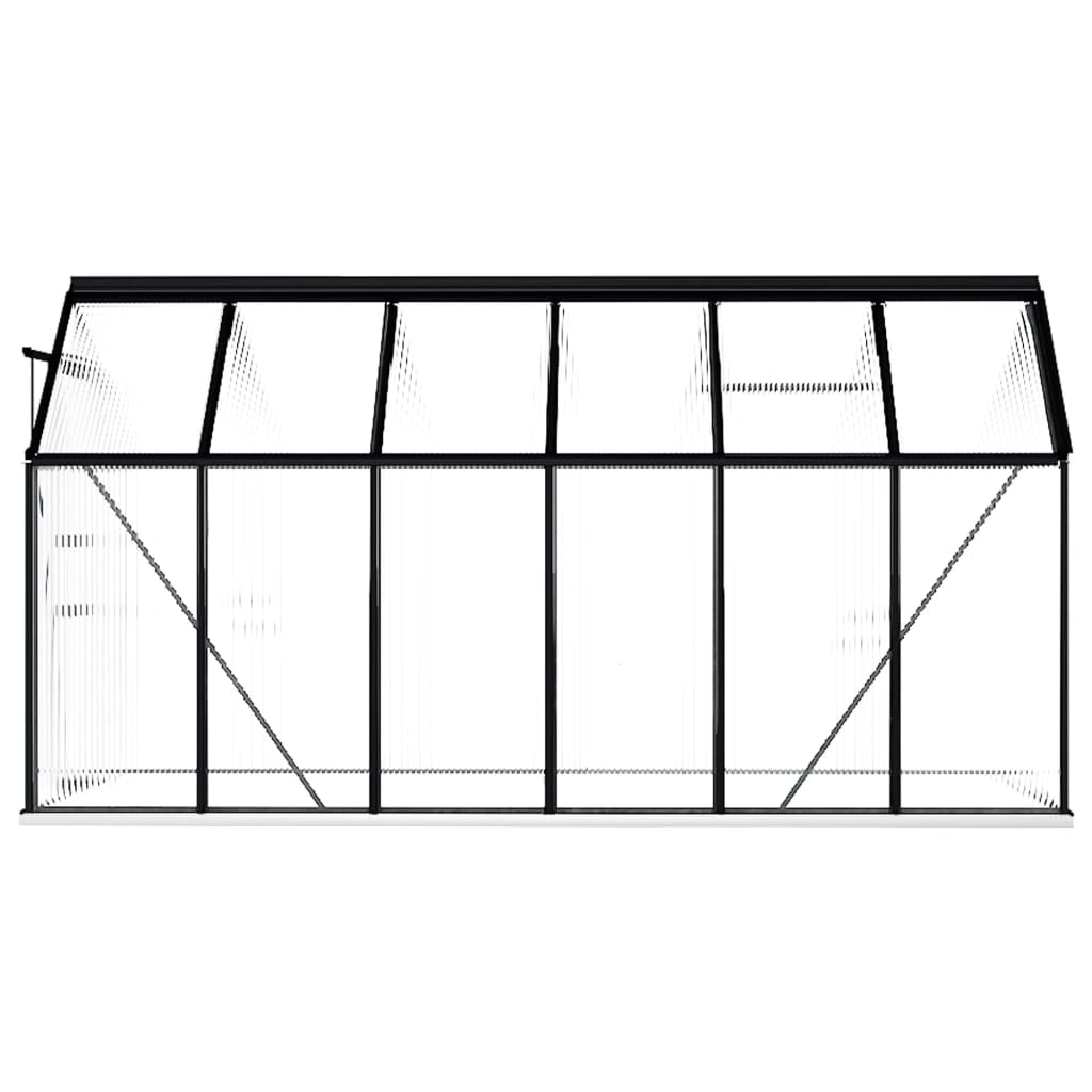 vidaXL Skleník s podkladovým rámom, antracitový, hliník 7,03 m²