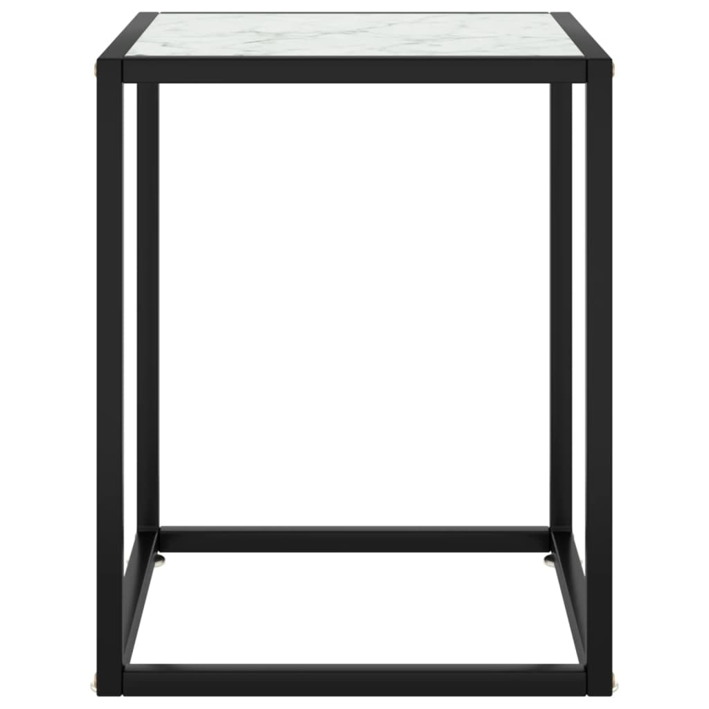 vidaXL Konferenčný stolík, čierny, biele mramorové sklo 40x40x50 cm