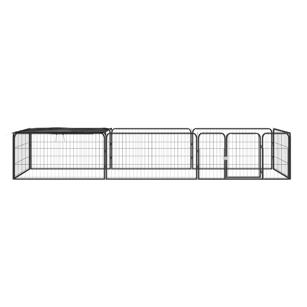 vidaXL Ohrádka pre psov 8 panelov čierna 100x50 cm práškovaná oceľ