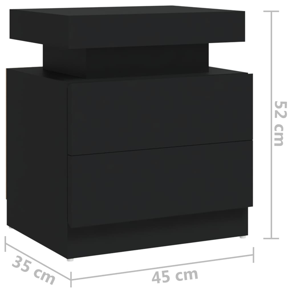 vidaXL Nočný stolík čierny 45x35x52 cm drevotrieska