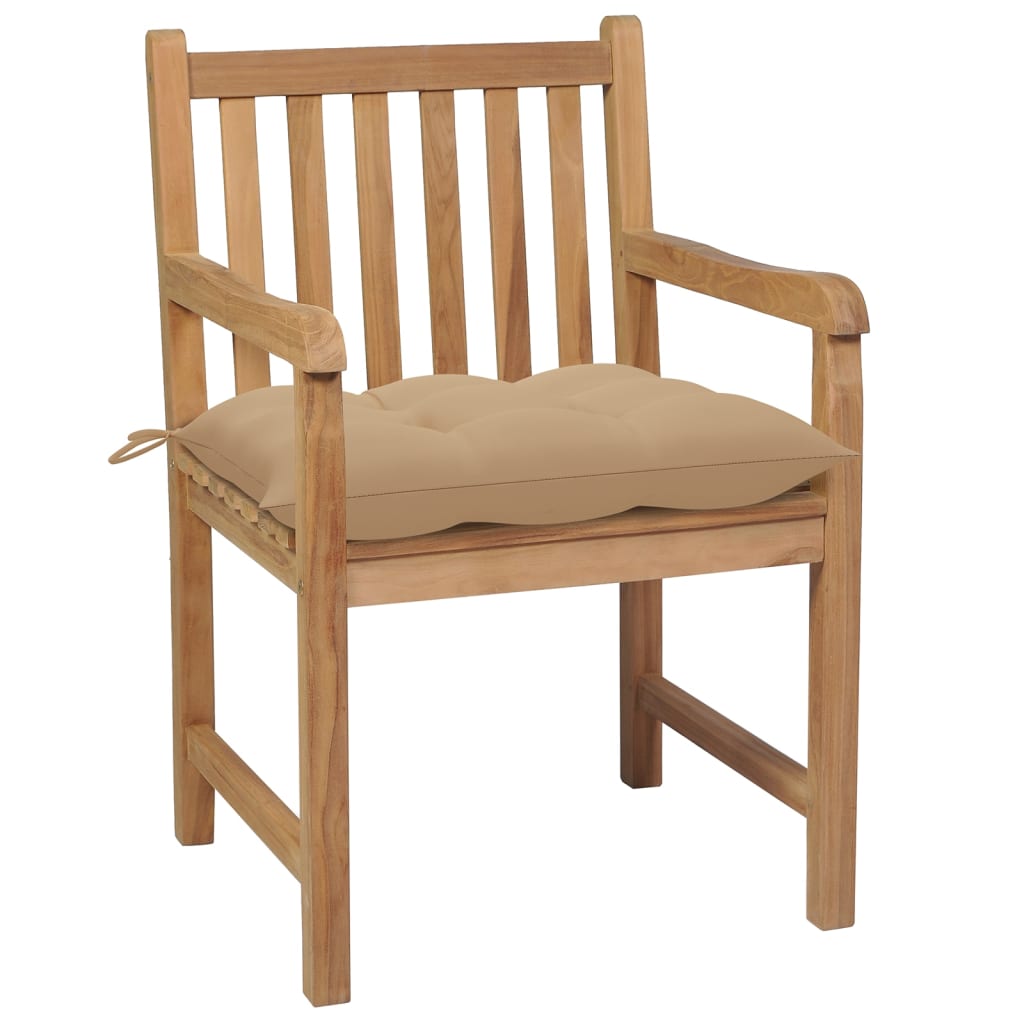 vidaXL Záhradné stoličky 6 ks s béžovými podložkami teakový masív