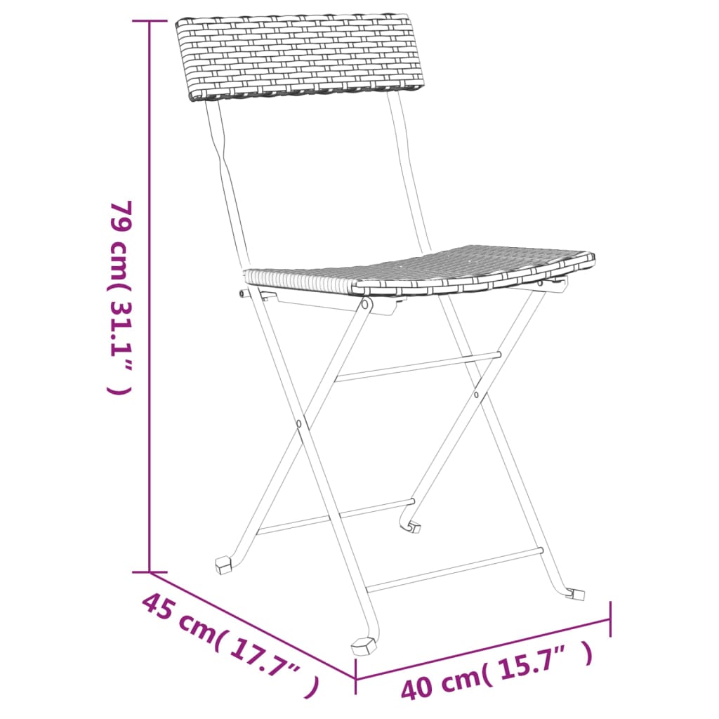 vidaXL Skladacie bistro stoličky 8 ks sivé polyratan a oceľ