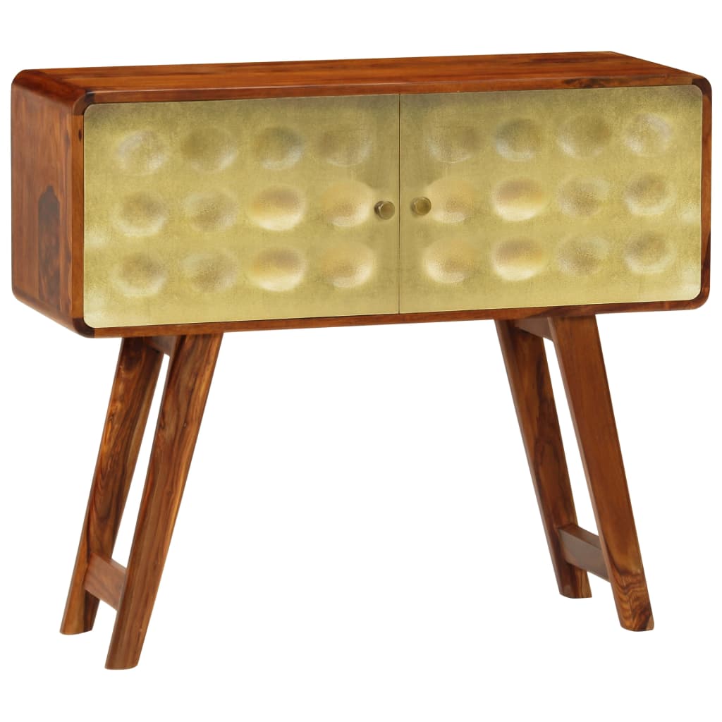 vidaXL Komoda zlatý náter 90x30x77 cm masívne sheesamové drevo
