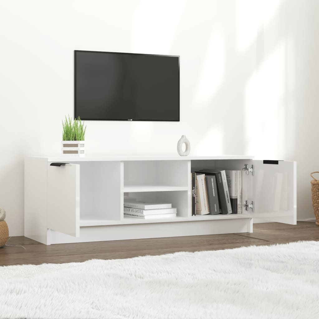 vidaXL TV skrinka, lesklá biela 102x35x36,5 cm, kompozitné drevo