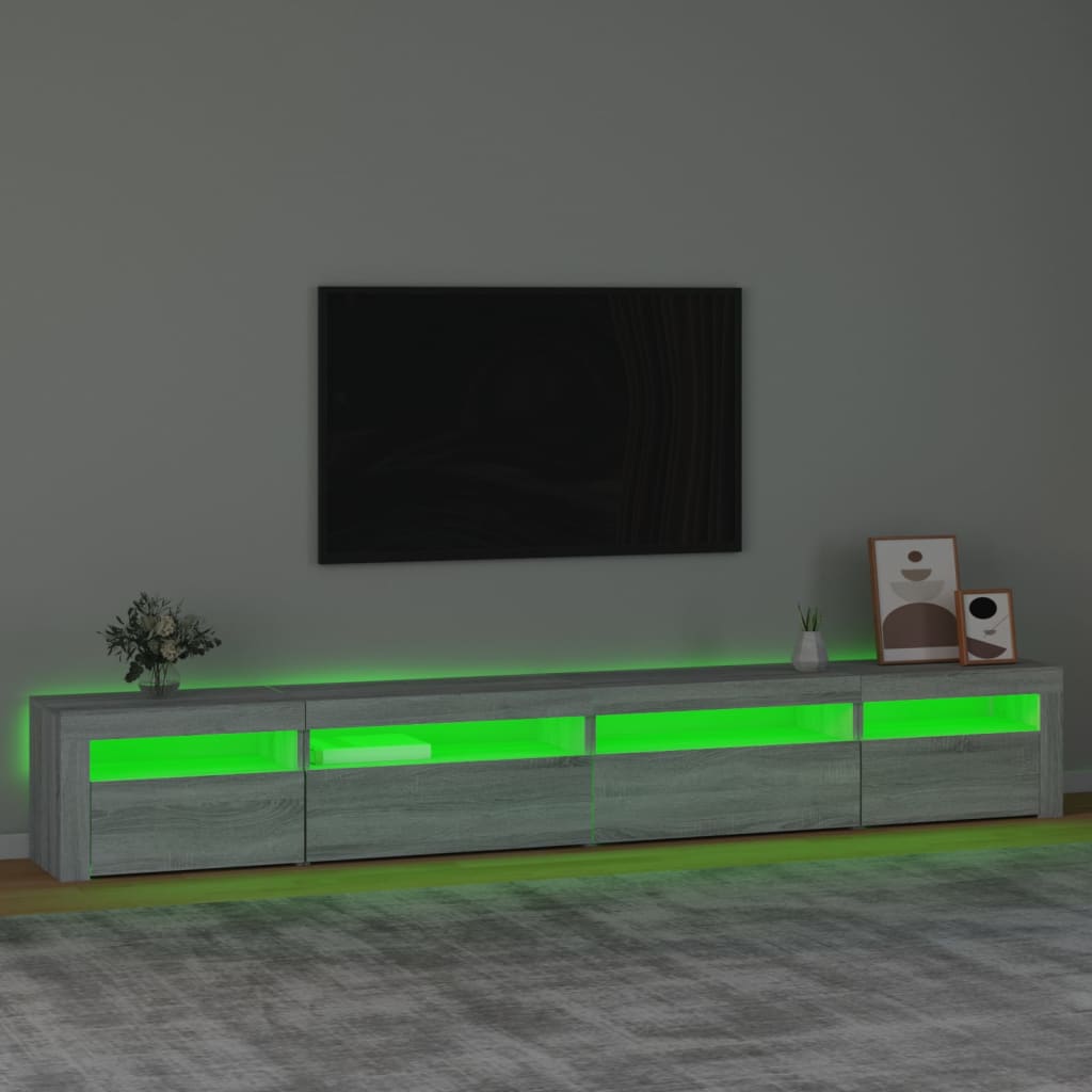 vidaXL TV skrinka s LED svetlami sivá sonoma 270x35x40 cm