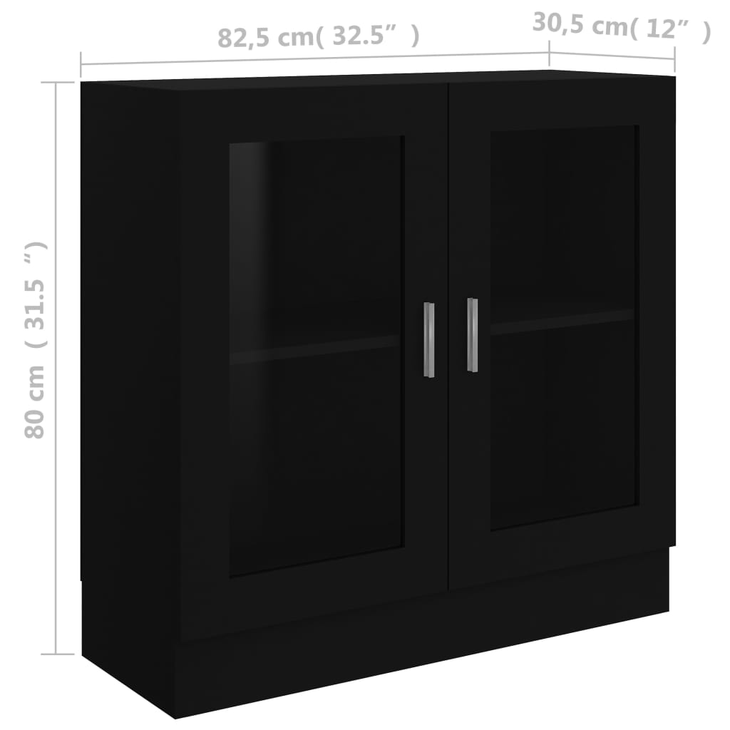 vidaXL Vitrína, čierna 82,5x30,5x80 cm, kompozitné drevo