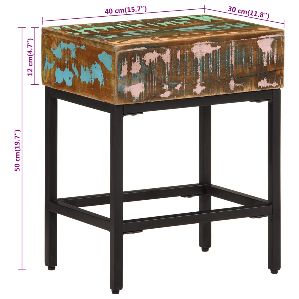 vidaXL Príručný stolík 40x30x51 cm recyklovaný drevený masív