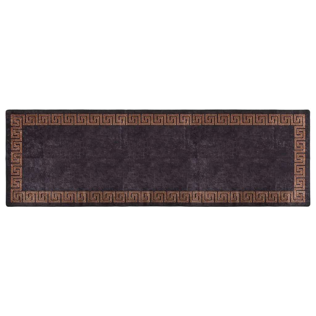 vidaXL Prateľný koberec 80x300 cm čierno-zlatý protišmykový
