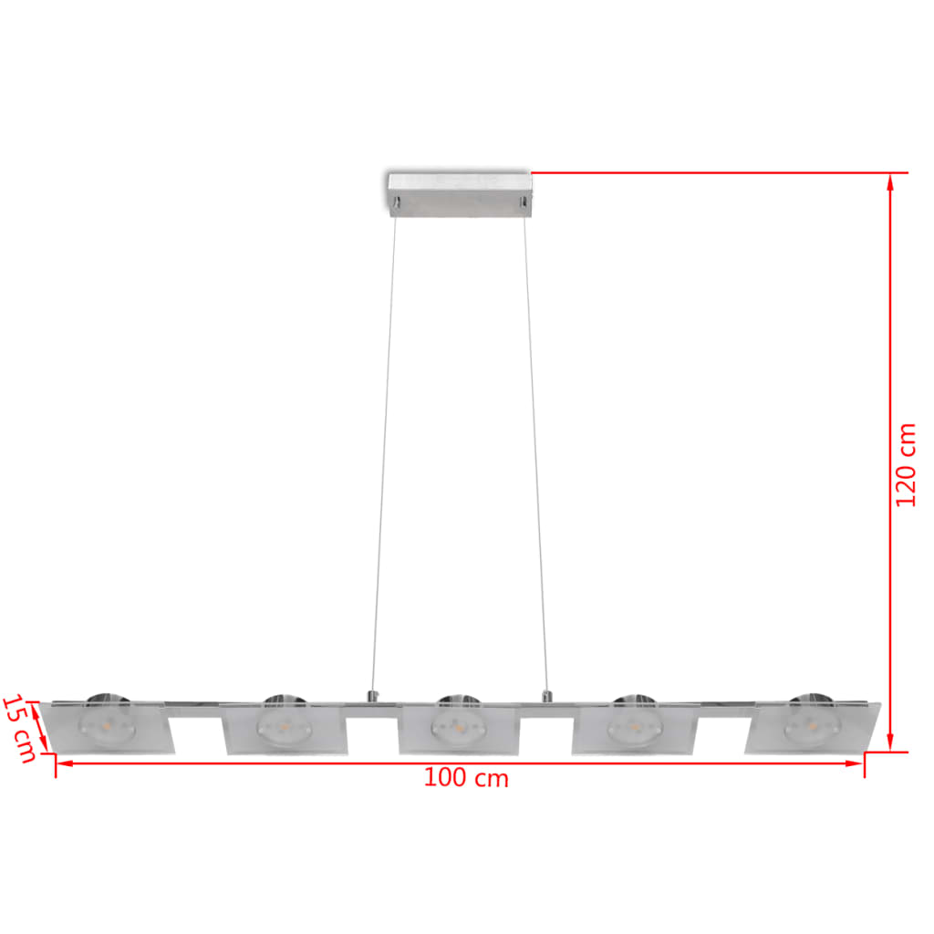 LED vysiaca lampa, akryl, 100 cm, teplá biela, 5 x 5 W