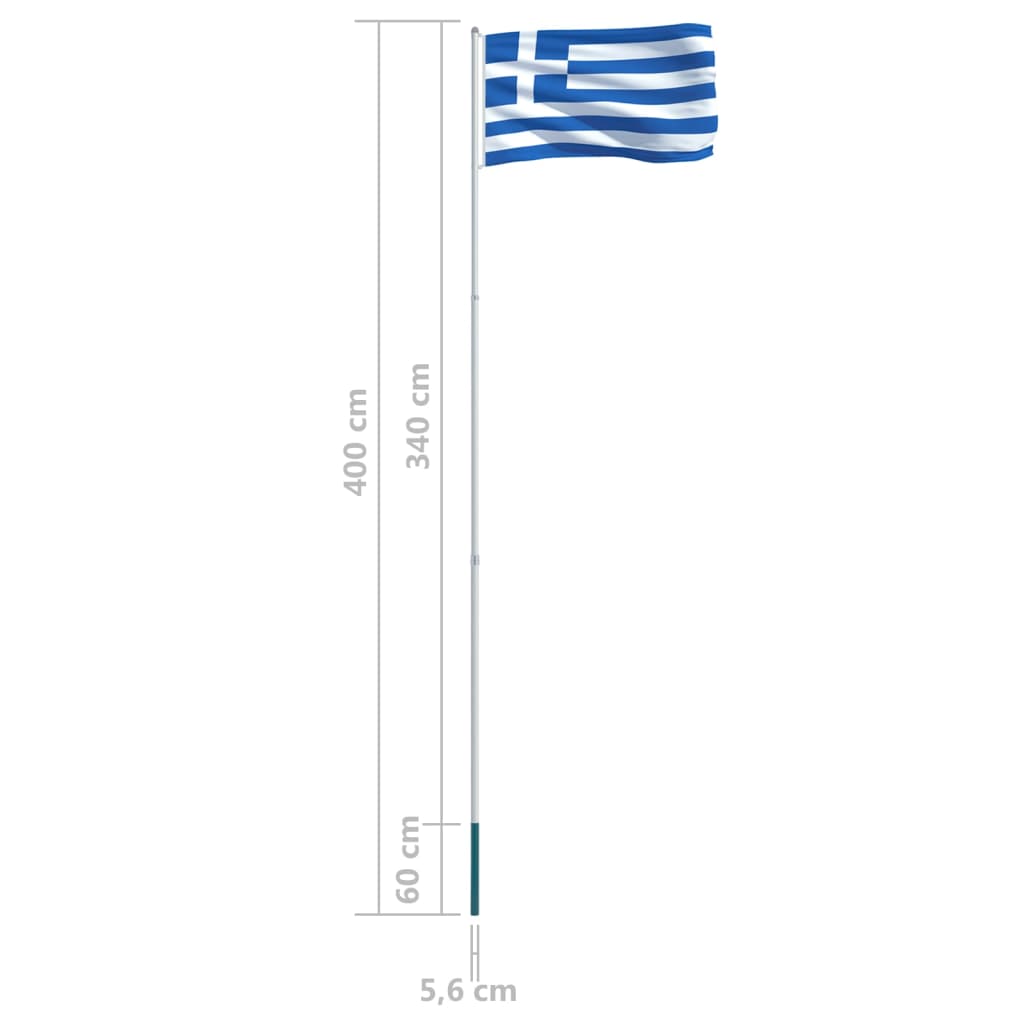 vidaXL Grécka vlajka a stĺp 4 m hliníkový