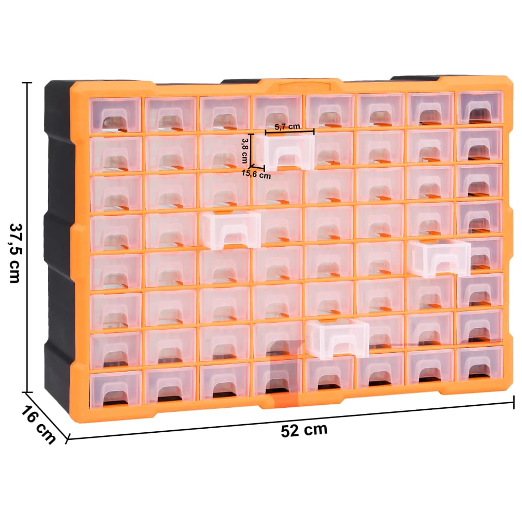 vidaXL Organizér so 64 zásuvkami 52x16x37,5 cm