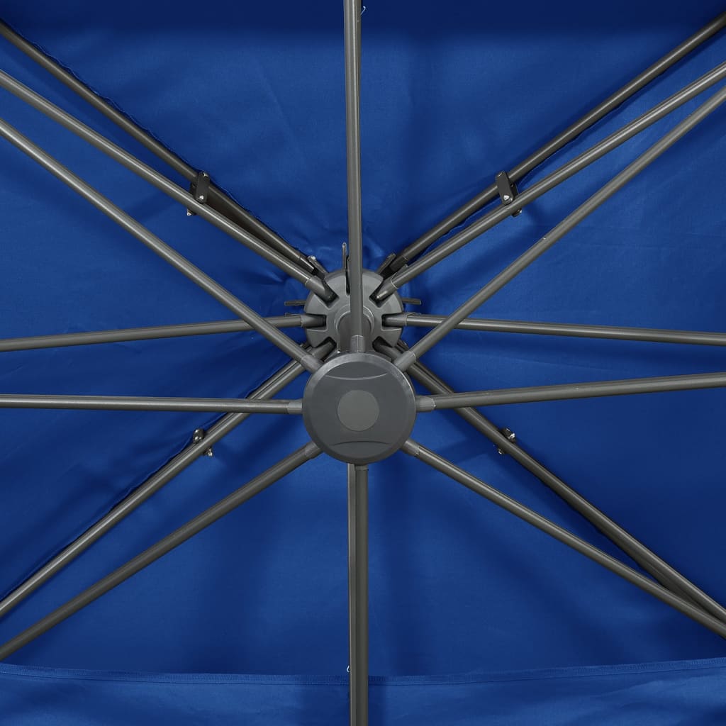 vidaXL Závesný slnečník s dvojitou strieškou 400x300 cm azúrovo-modrý