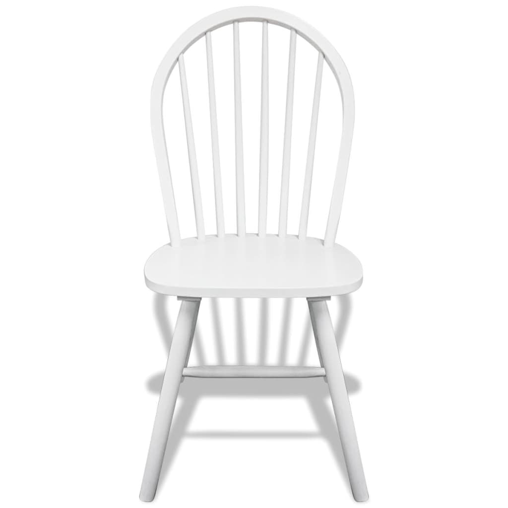 vidaXL Jedálenské stoličky 6 ks, biele, kaučukový masív