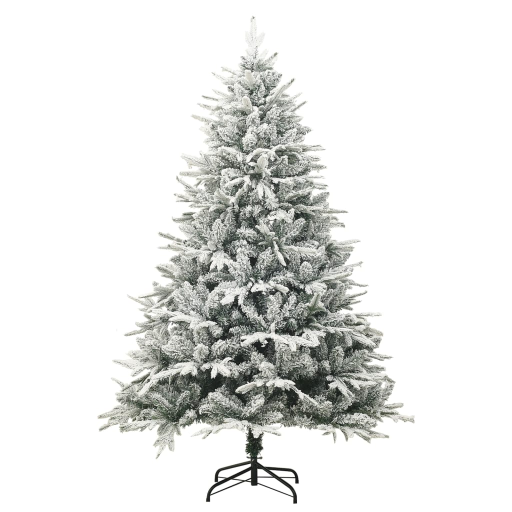 vidaXL Zasnežený umelý vianočný stromček zelený 210 cm PVC&PE