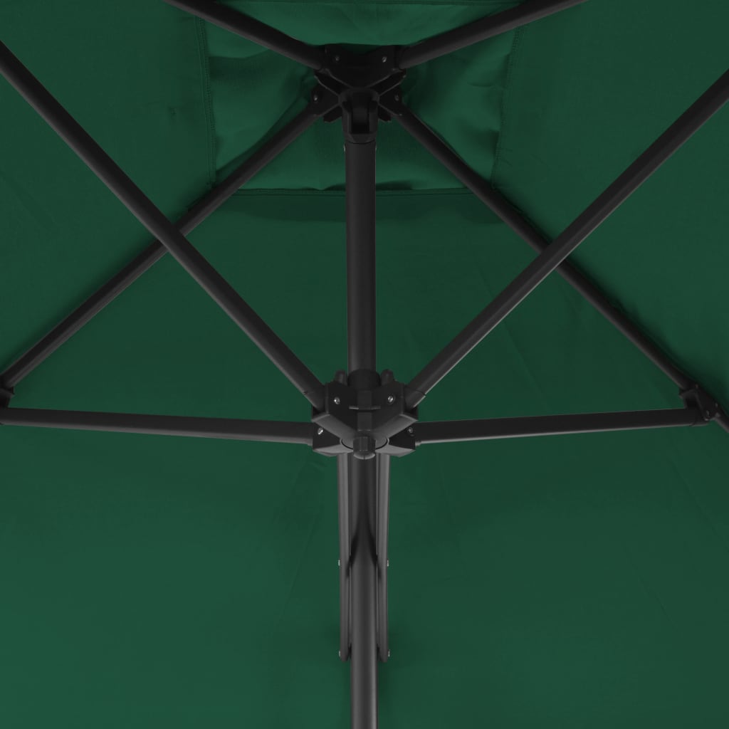 vidaXL Vonkajší slnečník s oceľovou tyčou 250x250 cm zelený