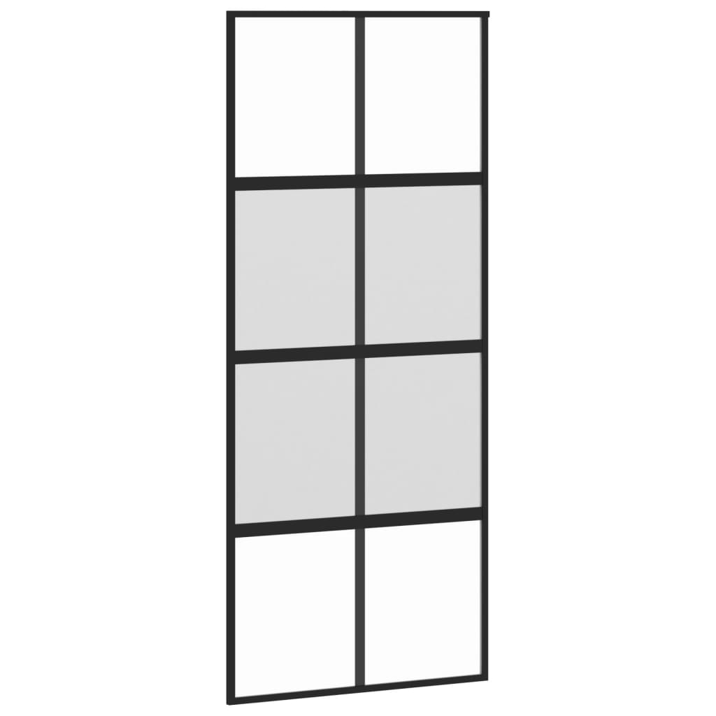 vidaXL Posuvné dvere čierne 90x205 cm tvrdené sklo a hliník